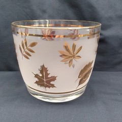 6 Vintage Libby Frosted Silver Leaf Tumblers Glasses 12 oz with Ice Bucket