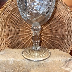 Vintage Libbey Ornate Hobstar Stem Footed Water 10 oz 7.25 in Goblets Lot of 2