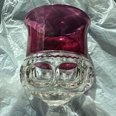 Tiffin Franciscan Glass King’s Crown Cranberry Flashed Top Only Water Goblet
