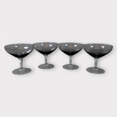 Lot of 4 Fostoria MCM Debutante Smoke Gray Champagne/Sherbet 4″ crystal glass
