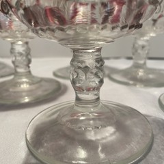 SET OF 6 King’s Crown Ruby Red Flash Thumbprint Water/Wine Goblets 5.5″ Vintage