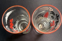 2 MCM VTG Libby Asian Inspired Drinking Glasses Red & Black Excellent Condition