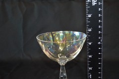 Set of 7 Fostoria Iridescent Rainbow Glass Champagne Sherbet Coupes Stemware