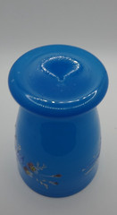 Antique French Blue Opaline Enameled Glass Tumbler