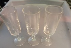 3 Vintage ETCHED Wheat Pattern Clear 4.5” X 1 1/5″ Liquor Glasses Smooth Stem