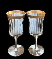 Set Of 2 Vintage Tiffin Franciscan Minton Optic 7” Wine Water Goblets Glasses