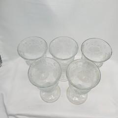 Set of 5 Avon Fostoria Crystal HEARTS AND DIAMONDS-CLEAR Goblets EXCELLENT