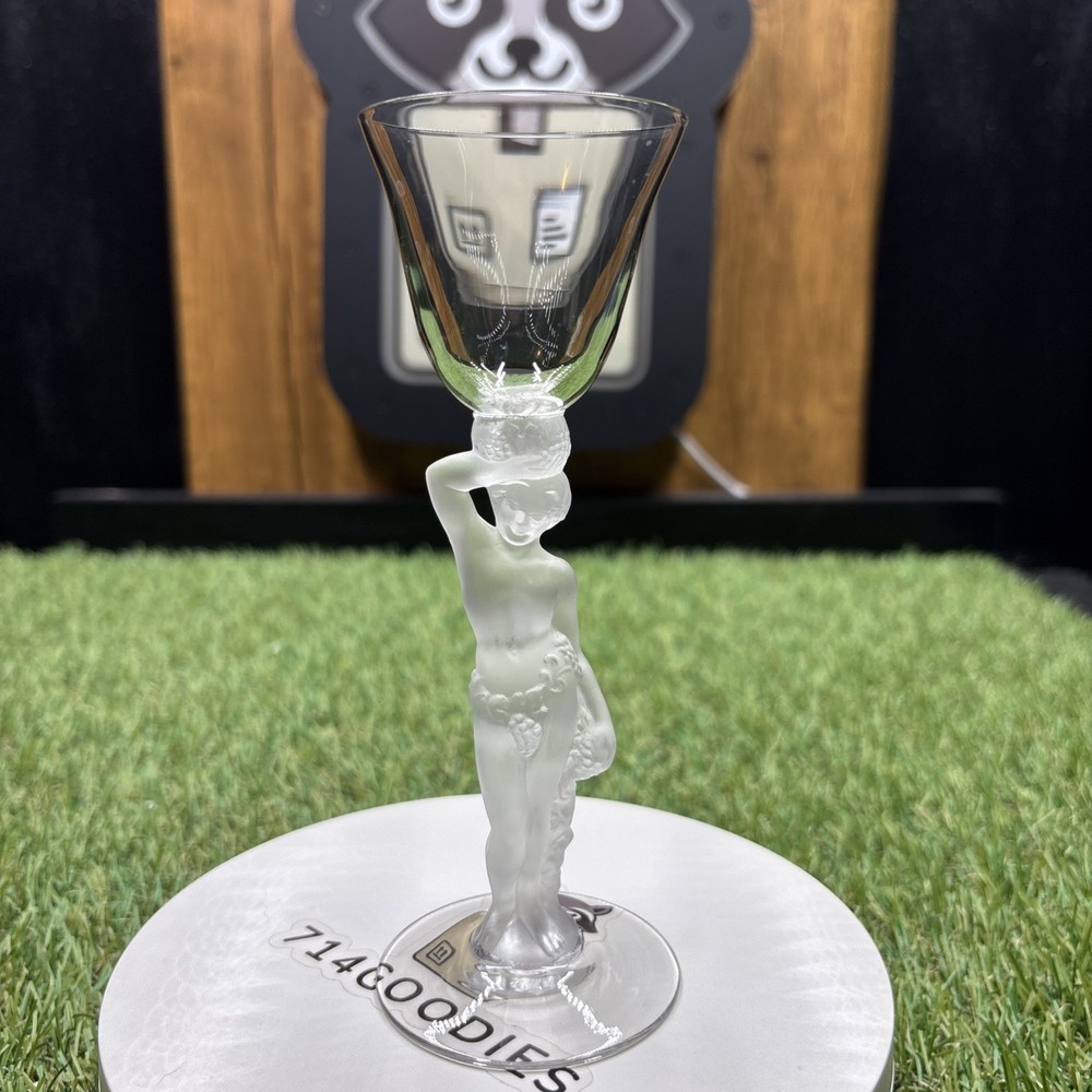 1 Vintage Crystal Port Glass Bayel Bacchus Male Nude Frosted Figural Stem 6”