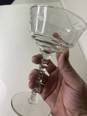 Rock Sharpe Cut Glass Wine Cocktail Tall Stem 6 1/4″ Vtg Libbey