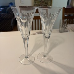 Waterford Crystal Millennium Hearts Love Toasting Flutes Champagne Glasses Set 2