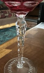 Set Of 2 Bohemian Cranberry Cut to Clear 8 1/4″ Wine Hock Goblets