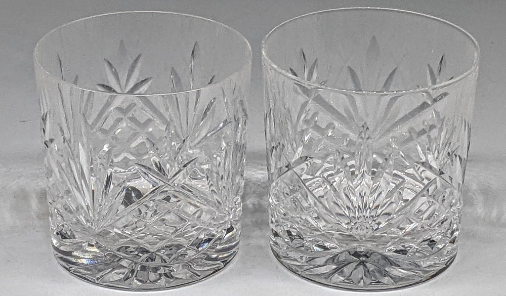 SET 2 EDINBURGH CRYSTAL OLD FASHIONED Whisky Tumbler Glass Star of Edinburgh