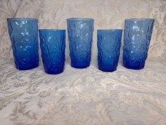 5 Morgantown Seneca Driftwood Peacock Blue Glasses Tumblers