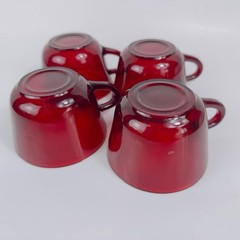 Anchor Hocking Royal Ruby Red Glass Cups Mug Set of 4 Tea Coffee Vintage