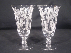 Tiffin Franciscan Cherokee Rose Stem 17403 Iced Tea Glasses Set of 2