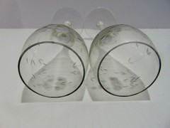 4 Princess House Heritage Champagne Tulip Crystal Glasses Etched Flower 1974-