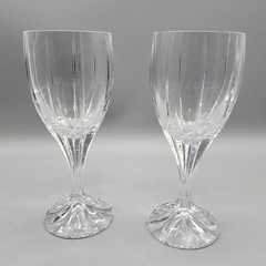 Mikasa Berkeley Crystal Water Goblet Set 7 1/4″ Tall Vertical Cut Design