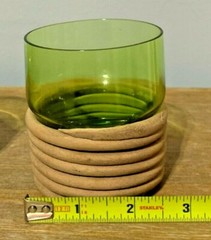 RARE Vintage Set of 2 Avacado Green Drinking Juice Glasses UNIQUE