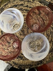 Kosta Boda UHV Ulrica Hydman Vallien Pink and White Swirl Tumblers, Set of 4l