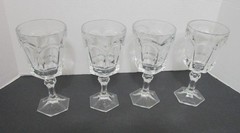 4 Fostoria, Virginia Clear Crystal CLARET WINE/Dessert Goblets/Glasses 7″