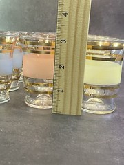 Vintage Frosted and Gold Stripe Juice Glass Set.