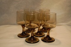 Lot of 6 – Vintage MCM Tawny Smoke Brown Stemware – 1970s Glassware