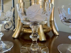 Vintage Floral Embossed Etched Frosted Glass Drinkware Goblets-Your Choice