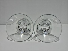 4 Clear Glass Cosmopolitan Glasses Saturn Optic Ripple Double Jigger Mid-Century