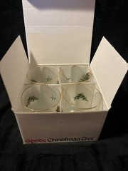 Spode Christmas Tree Double Old Fashioned Gold Rimmed Glasses Set of 4 In Box