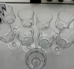 Baccarat – Capri Optic- Crystal 6 5/8 Wine Water Goblets -Excellent Set of 9