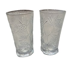 2 Tiara Exclusive Ponderosa Pine 16 oz Ice Tea Glasses (Indiana Glass 1980-98)