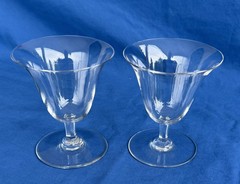 2 Baccarat Crystal 3 3/4″ Sherry or Port Wine Flared Glasses 6-Sided Cut Stem