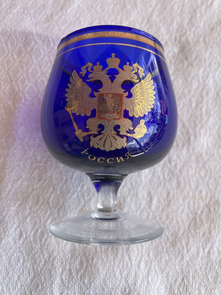 Vintage Soviet Russian Cobalt Blue Drinking Glasses