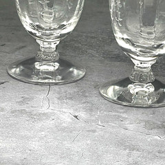 7 Vtg Fostoria Navarre Clear Etched Flowers Footed Juice Glass Tumblers 4 5/8″