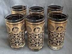 1965 Set of 6 Libbey Glasses Prudential Rock of Gibralter 90th Anniversary MIB
