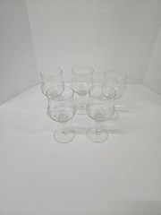 Set of 5 Crystal 6 1/2″ Stemmed Wine Glass Grape Motif