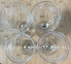 Stemware Glass by Fostoria “Chrysanthemum” Floral Pattern Set of 4 Vtg