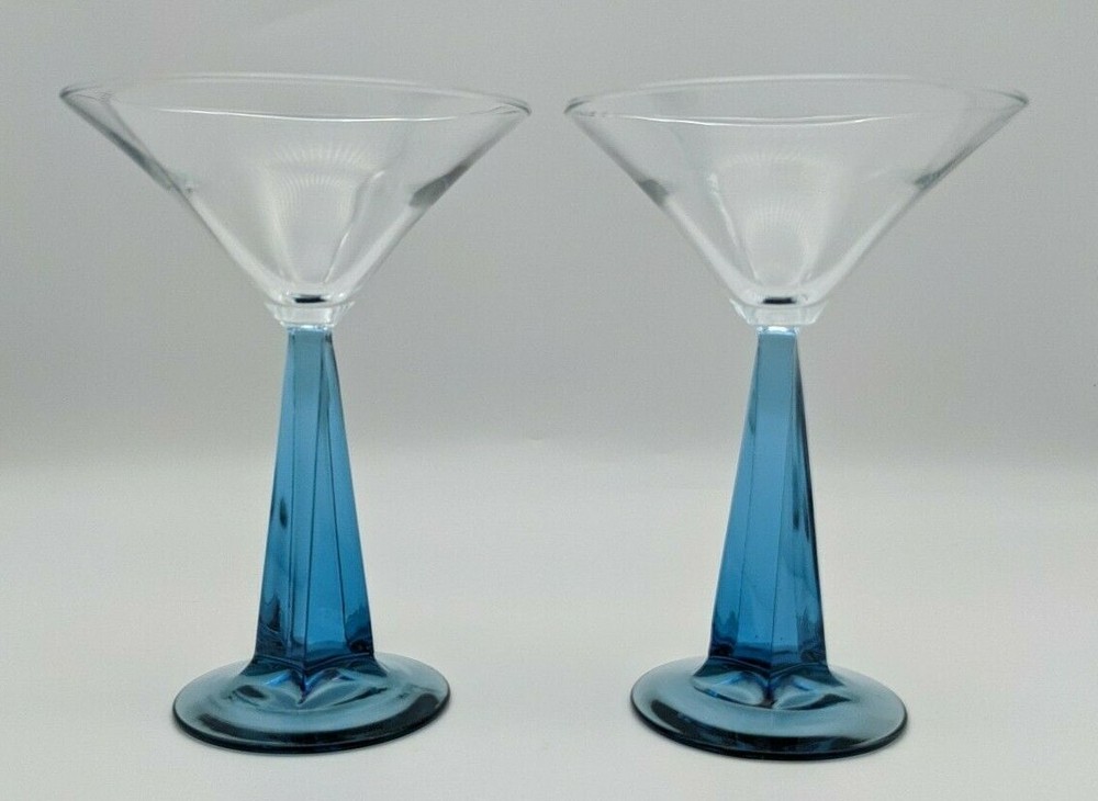 2 Bombay Sapphire Gin Collection Mariner Blue Square Twisted Stem Martini Glass