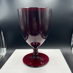 Vintage Anchor Hocking Ruby Red Glass Goblets Stacked Ball Stem Royal Ruby 8oz.