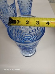 1 FREE Vntg Indiana Glass Colony Whitehall Blue Iced Tea Glass 4 Set Footed 6″