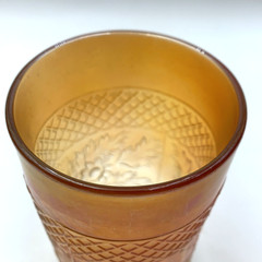 Dugan Marigold Carnival Glass Lattice & Daisy Tumbler