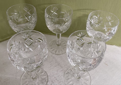 Vintage pineapple cut crystal stemmed wine glasses capacity 3 oz lot of 5