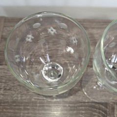 Set of 2 Standard Glass Co Criss Cross & Punties Etched Tall Pair of Water…