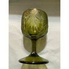 Vintage 1975 FTD Green Oak Leaf Goblet