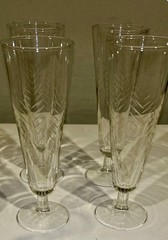 Set of 4 Vintage 8 1/4″ Pilsner Beer Clear Glass Etched Beer Glasses