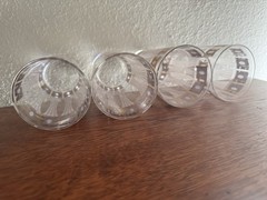 Four Fred Press Vintage Glassware White And Gold Burst/Column High Ball Glasses