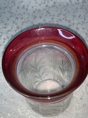 Rare Vintage 1960s mid century red Ruby Flash Pebble Leaf 12 oz Tumbler 5.5”