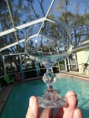 Import Assoc. Clear Glass Claudia Multifaceted Ball on Stem Tall Champagne Stem