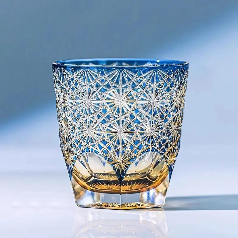Luxury Heavy Base Crystal Whiskey Glass Tumbler Japanese Style Edo Kiriko Glass
