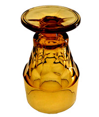 Anchor Hocking Georgian Glass Paneled Goblet Footed Tumbler Amber Gold 5.5″